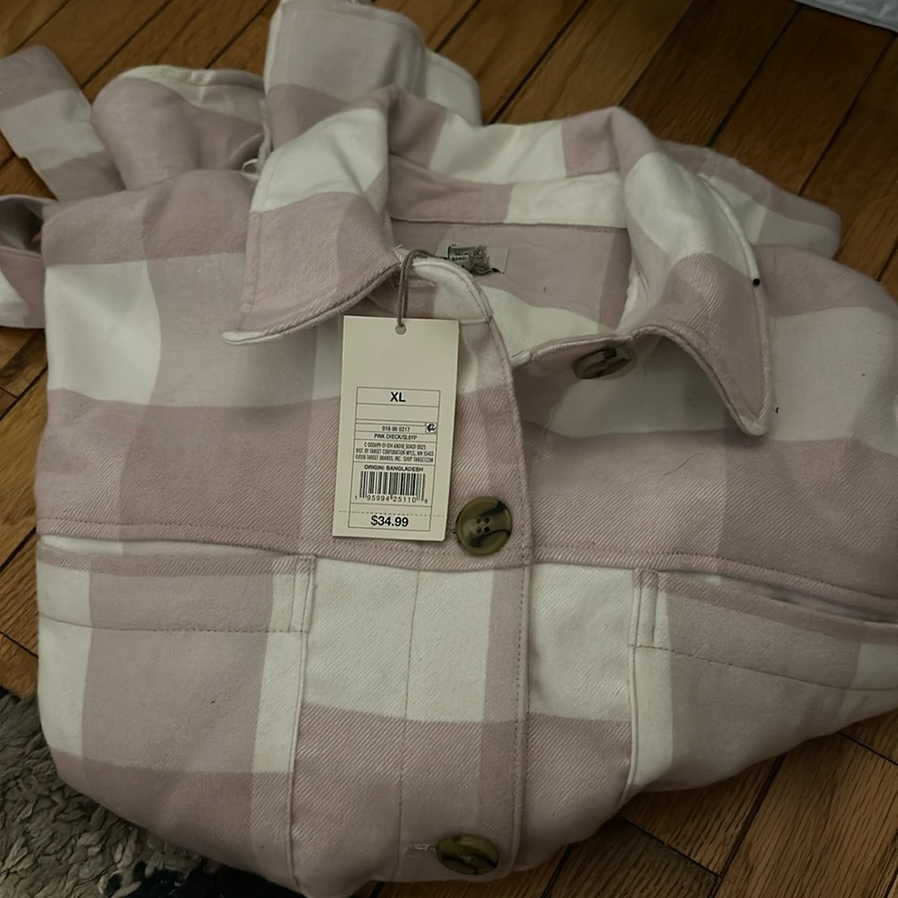 Brand new with tags from target a pretty pinkish white thick material